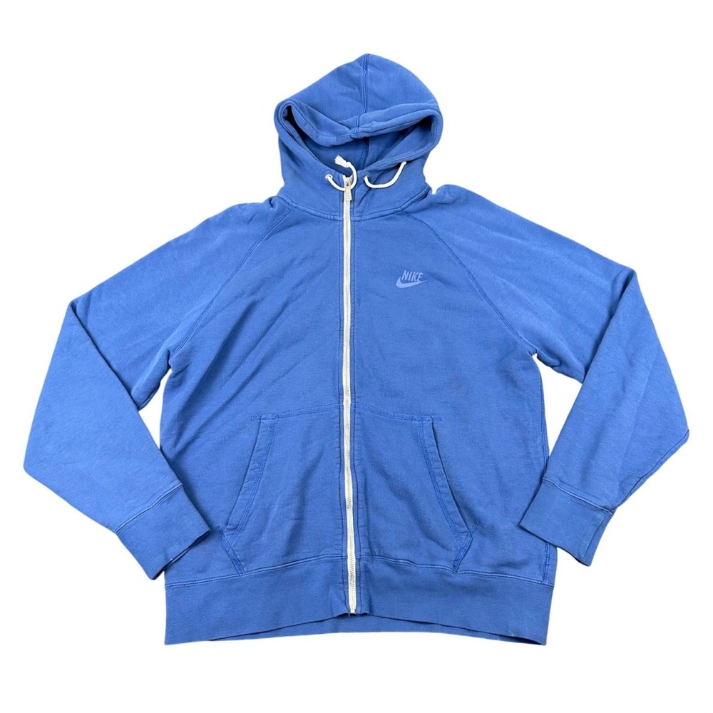 Nike Track & Field Mens L Full Zip Hoodie Blue Orange Swoosh Sweatshirt Cotton